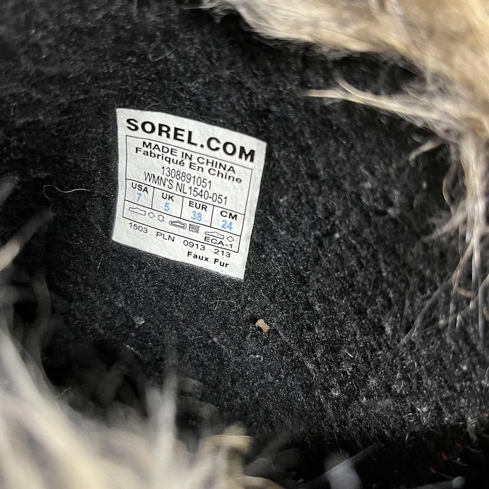 Sorel Joan Of Arctic Boots Womens Size 7 Brown Waterproof Faux Fur Snow Winter